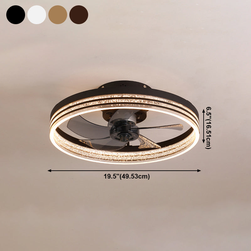 Minimalist LED Ceiling Fan Light Circular Semi Flush Ceiling Light with Acrylic Shade