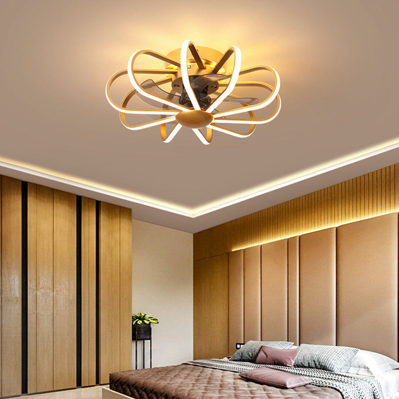 Metall Lineare Lüfterbeleuchtung minimalistische künstlerische Schlafzimmer LED Semi Flush Deckenleuchte