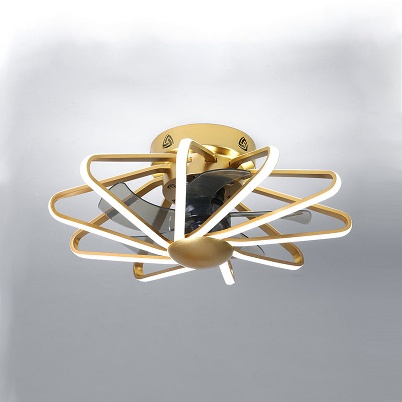 Metall Lineare Lüfterbeleuchtung minimalistische künstlerische Schlafzimmer LED Semi Flush Deckenleuchte