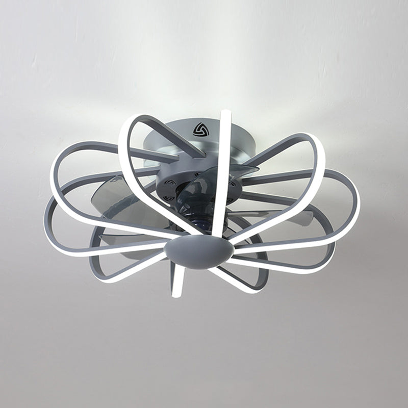Metall Lineare Lüfterbeleuchtung minimalistische künstlerische Schlafzimmer LED Semi Flush Deckenleuchte
