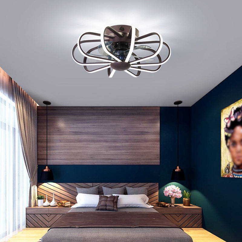 Metall Lineare Lüfterbeleuchtung minimalistische künstlerische Schlafzimmer LED Semi Flush Deckenleuchte