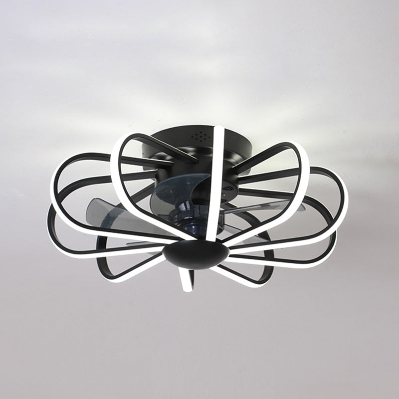 Metall Lineare Lüfterbeleuchtung minimalistische künstlerische Schlafzimmer LED Semi Flush Deckenleuchte