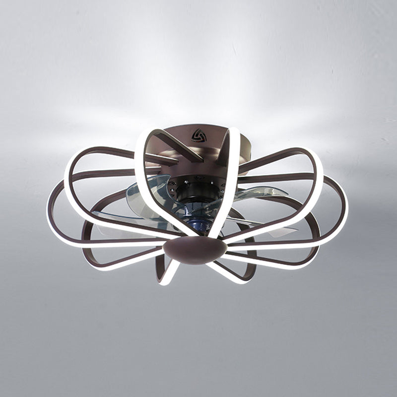 Metall Lineare Lüfterbeleuchtung minimalistische künstlerische Schlafzimmer LED Semi Flush Deckenleuchte