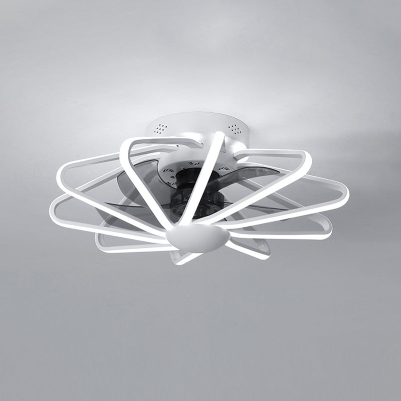 Metall Lineare Lüfterbeleuchtung minimalistische künstlerische Schlafzimmer LED Semi Flush Deckenleuchte