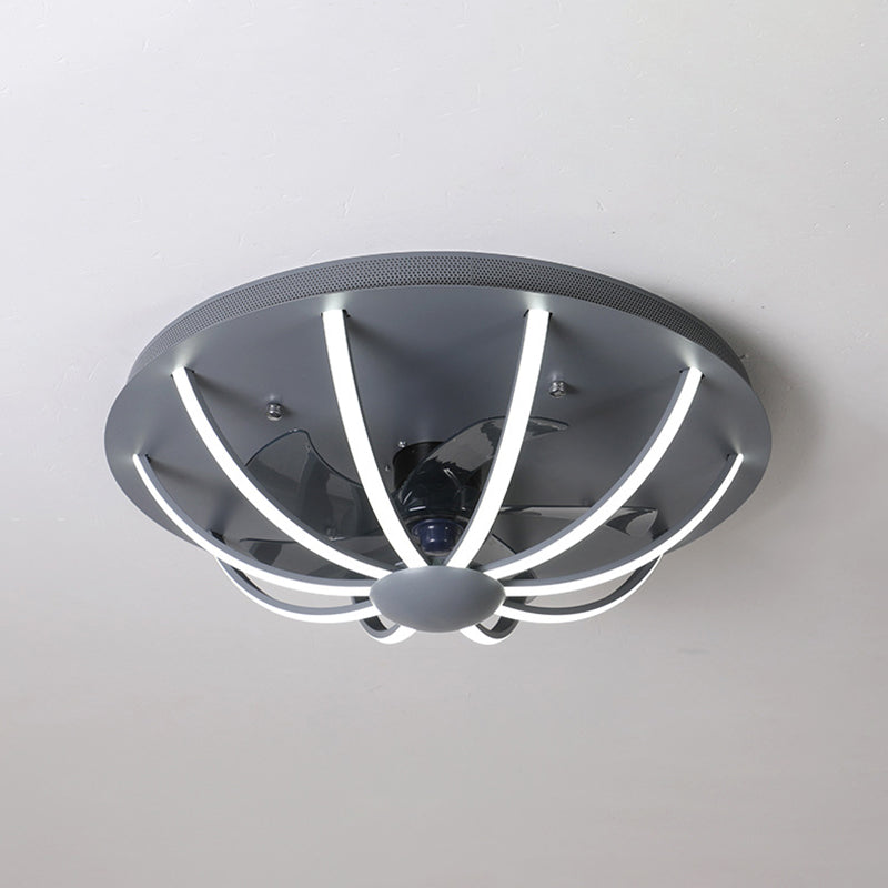 Metall Lineare Lüfterbeleuchtung minimalistische künstlerische Schlafzimmer LED Semi Flush Deckenleuchte