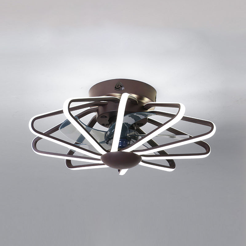 Metall Lineare Lüfterbeleuchtung minimalistische künstlerische Schlafzimmer LED Semi Flush Deckenleuchte