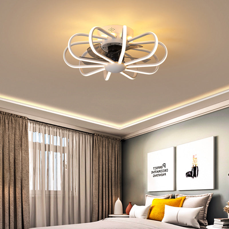Metall Lineare Lüfterbeleuchtung minimalistische künstlerische Schlafzimmer LED Semi Flush Deckenleuchte