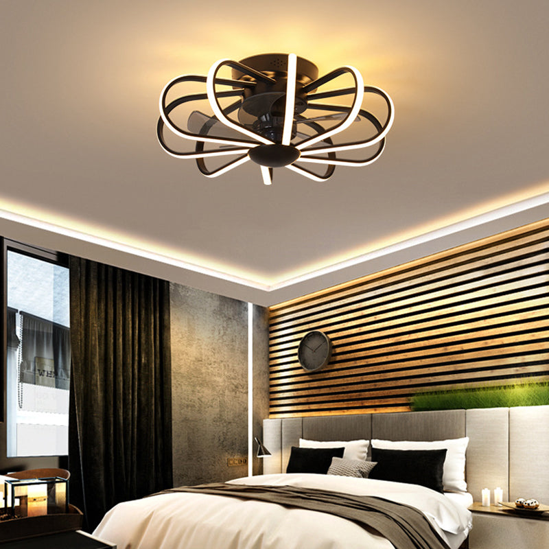 Metall Lineare Lüfterbeleuchtung minimalistische künstlerische Schlafzimmer LED Semi Flush Deckenleuchte