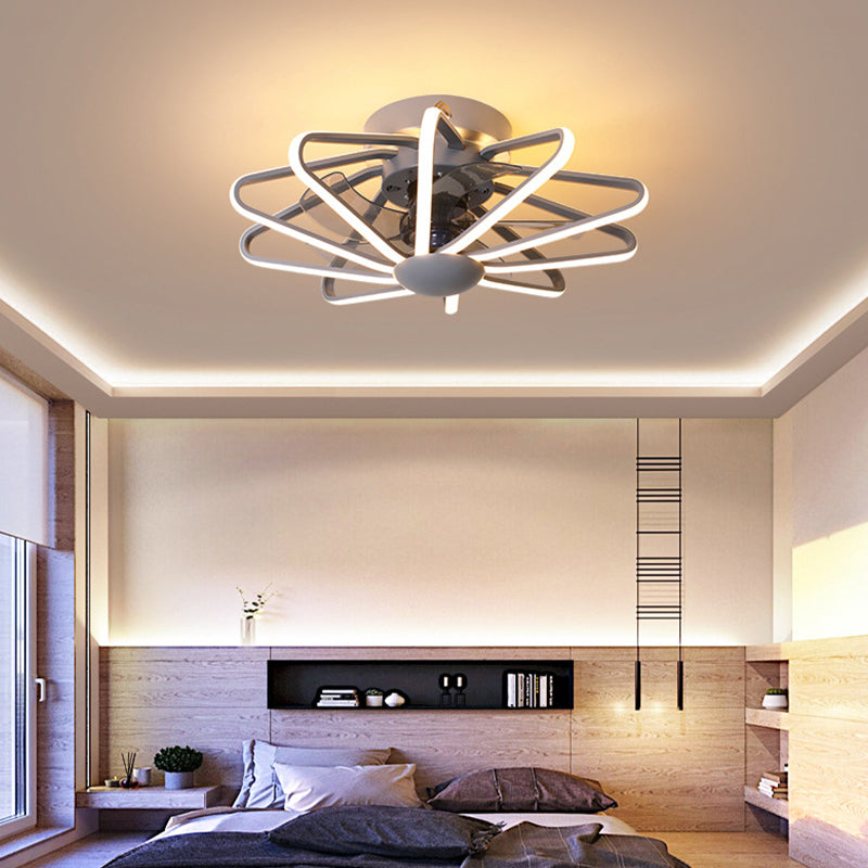 Metall Lineare Lüfterbeleuchtung minimalistische künstlerische Schlafzimmer LED Semi Flush Deckenleuchte