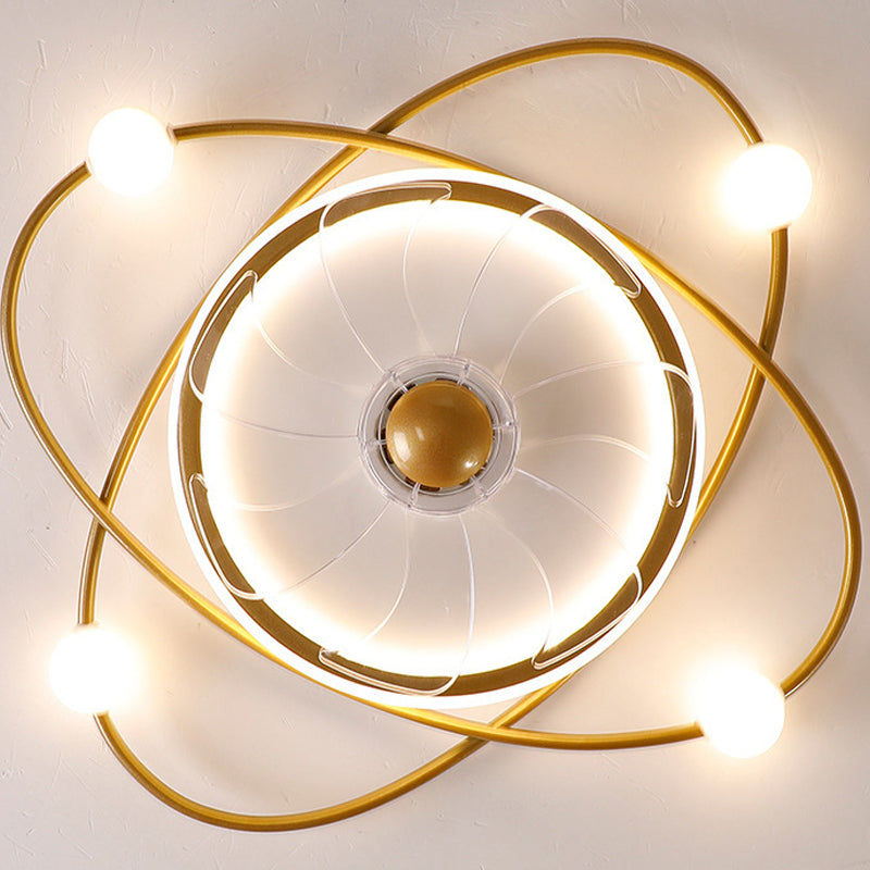 Modern Stylish Round Fan Light Fixture Acrylic Bedroom LED Semi Flush Mount Lamp