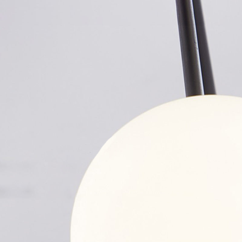 Nordic Globe Chandelier Black Multi Light Hanging Light with White Glass for Bedroom