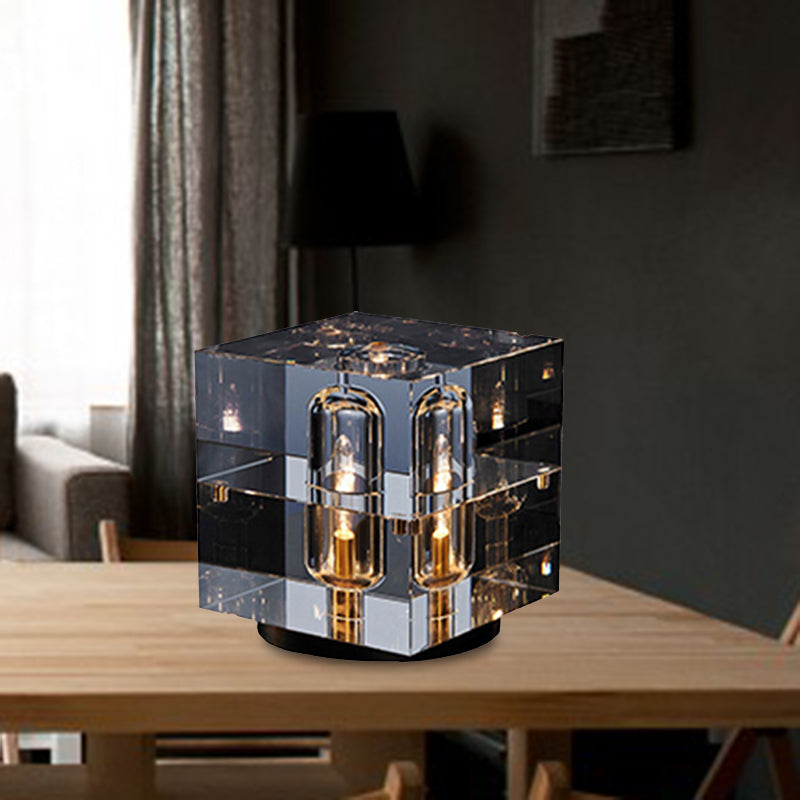 Cubic Living Room Desk Light Clear Hand-Cut Crystal LED Modernism Night Table Lamp