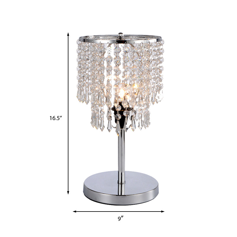1 tête de salle à manger de la tête Lumière de table chromée moderne avec nuance en cristal à facettes à 2 niveaux
