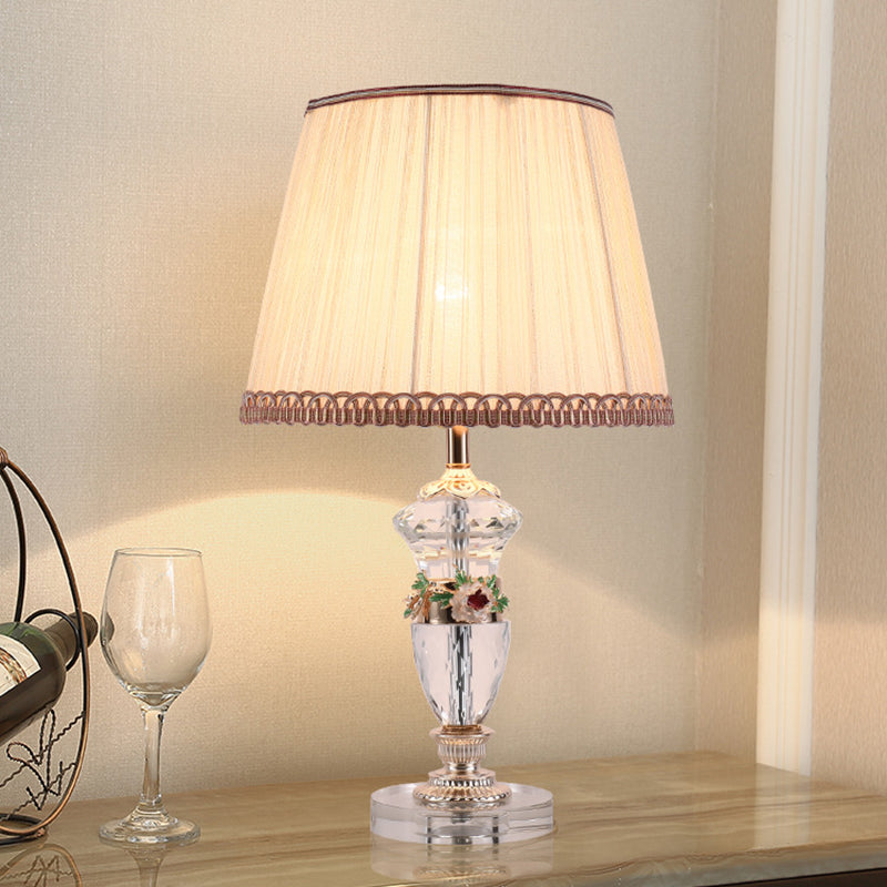 Éclairage de travail moderniste en forme d'urne, lampe de lecture à 1 ampoule en cristal taillé à la main en bleu/beige