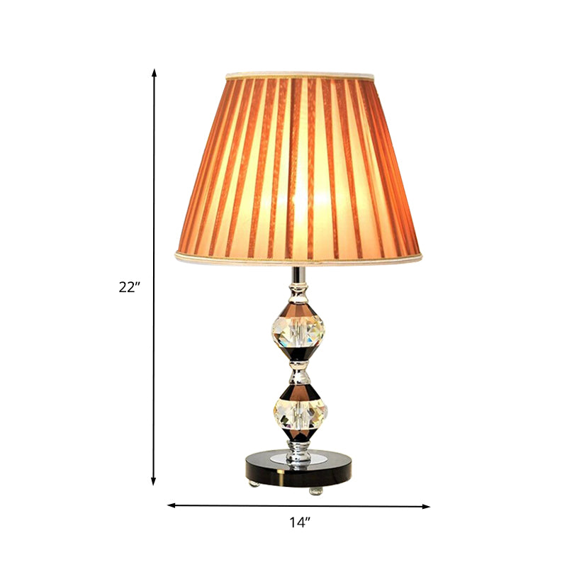 Lampe de table à abat-jour conique en tissu, petite lampe de bureau moderniste à 1 ampoule en noir pour chevet