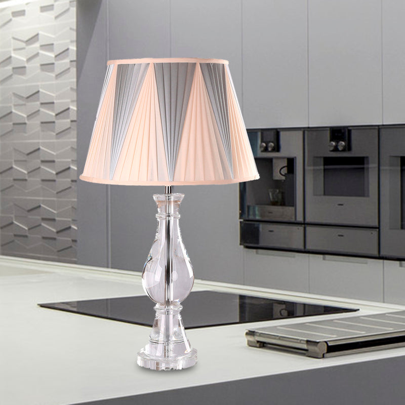Vase Fabric Task Lighting Modernism Hand-Cut Crystal 1 Bulb Reading Lamp in Beige