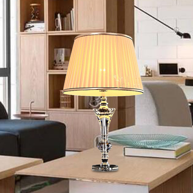 1 tête en tissu incurvé lampe de chevet moderniste moderniste lisse de lecture en cristal biseauté en beige