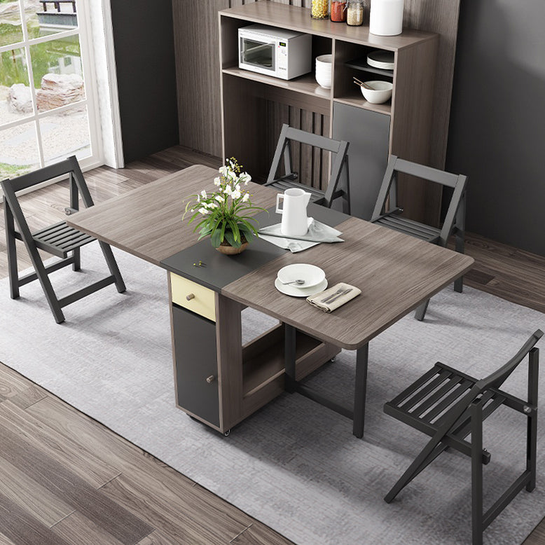 Rechthoek Midden-eeuwse moderne eettafel drop-bladtafel met vaste houten basis voor thuis