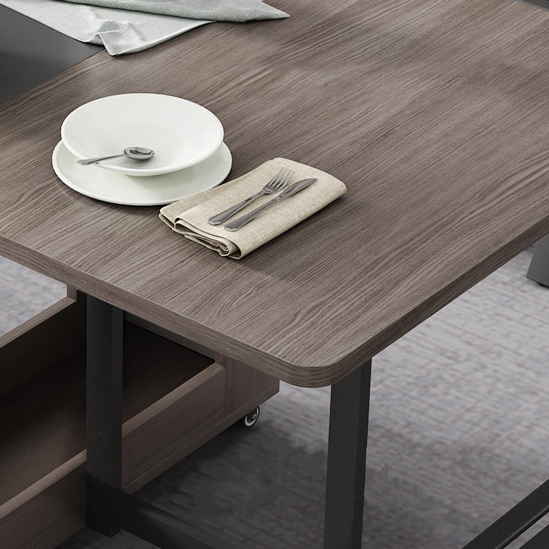 Rechthoek Midden-eeuwse moderne eettafel drop-bladtafel met vaste houten basis voor thuis