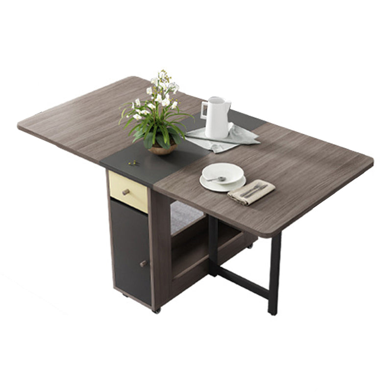 Rechthoek Midden-eeuwse moderne eettafel drop-bladtafel met vaste houten basis voor thuis