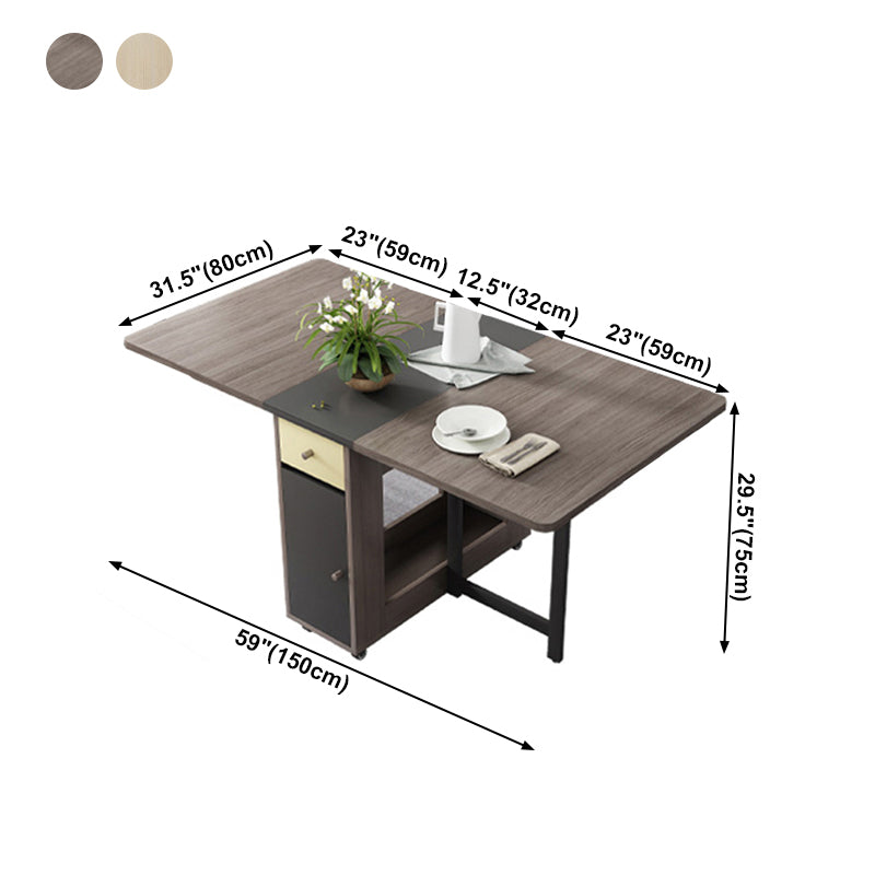 Rechthoek Midden-eeuwse moderne eettafel drop-bladtafel met vaste houten basis voor thuis