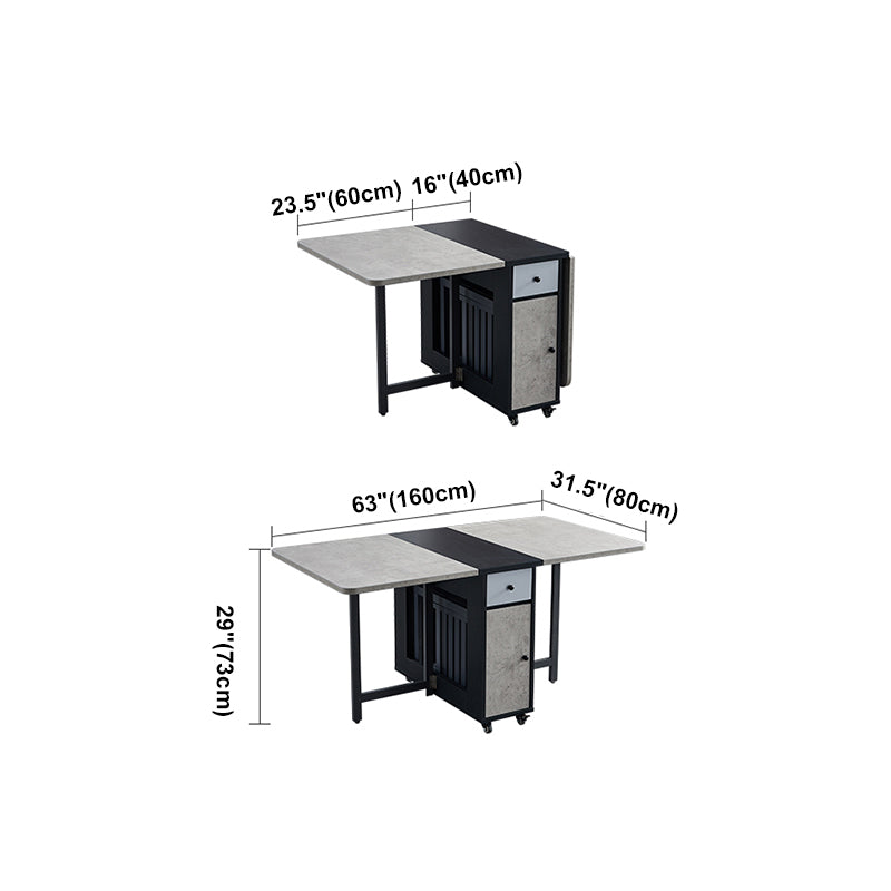 Mid-Century Modern Rectangle Dining Table Drop-Leaf Table for Kitchen (only table)