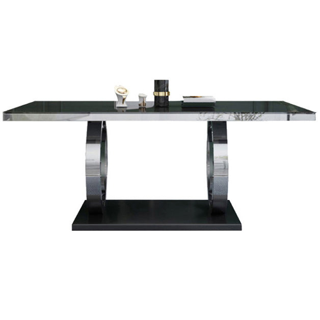 Rectangle Luxury Style Dining Table Fixed Table with Trestle Base