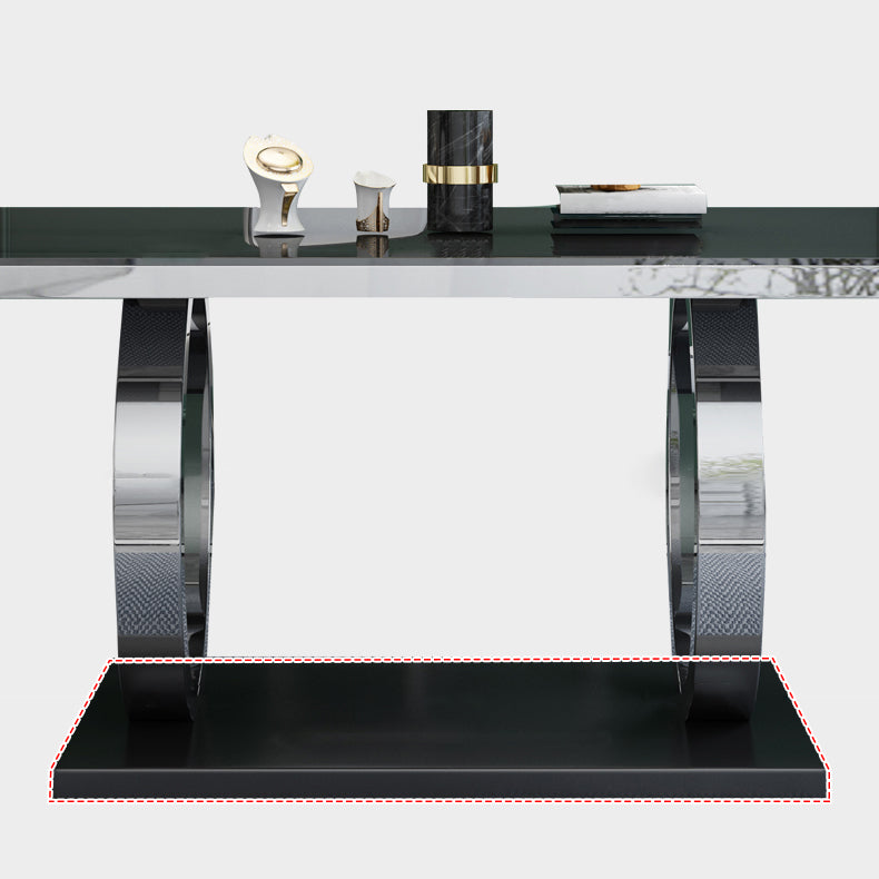 Rectangle Luxury Style Dining Table Fixed Table with Trestle Base