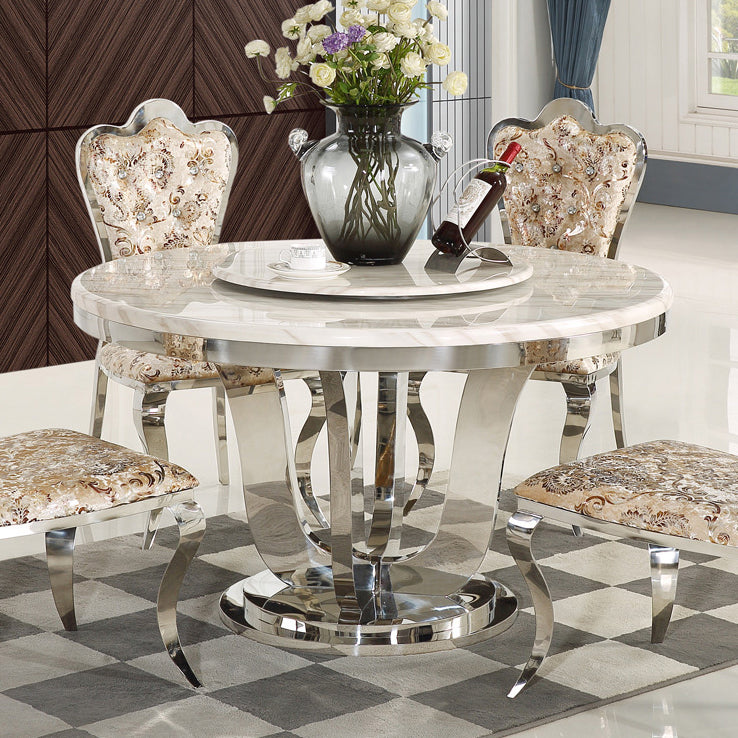 Marble Dining Table Luxury Style Single Pedestal Base Round Table for Dining Room