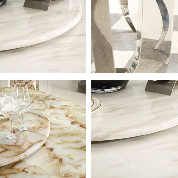 Marble Dining Table Luxury Style Single Pedestal Base Round Table for Dining Room