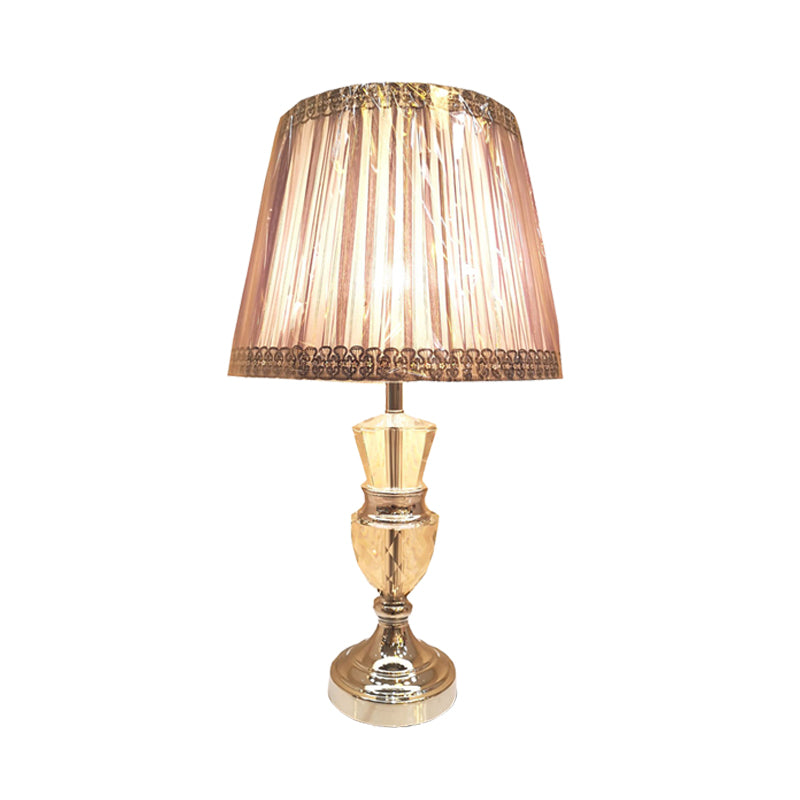 Lámpara de mesa con curvas rosa Nordic 1 Cabeza Faceta de cristal Luz de escritorio con sombra de tela