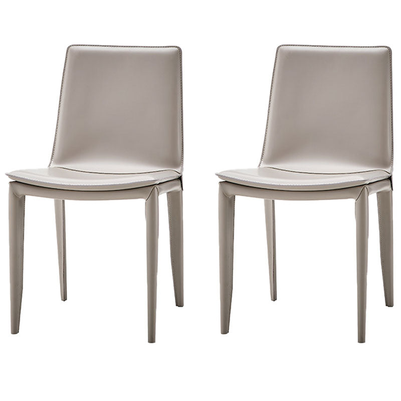 Chaises de salle à manger en cuir style contemporain Chaises d'appoint sans accoudoirs à dossier solide (Ensemble de 2)