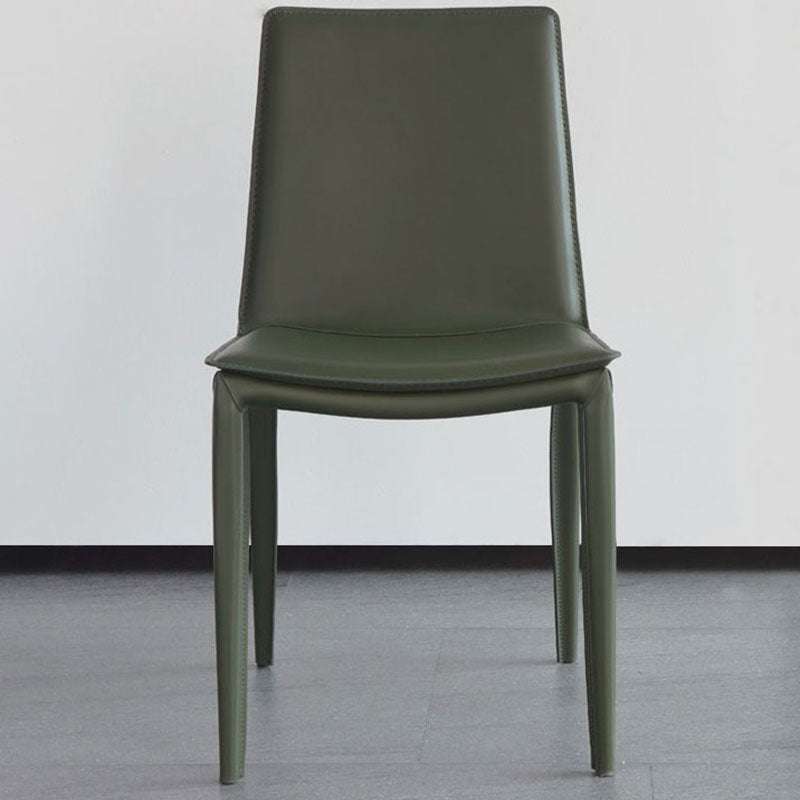 Chaises de salle à manger en cuir style contemporain Chaises d'appoint sans accoudoirs à dossier solide (Ensemble de 2)