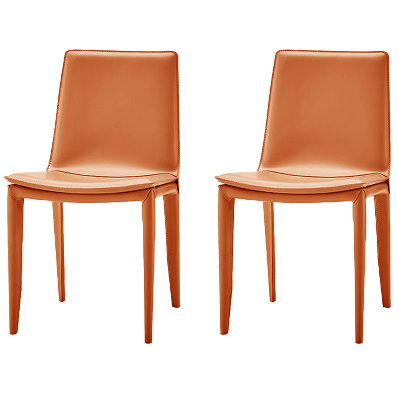 Chaises de salle à manger en cuir style contemporain Chaises d'appoint sans accoudoirs à dossier solide (Ensemble de 2)