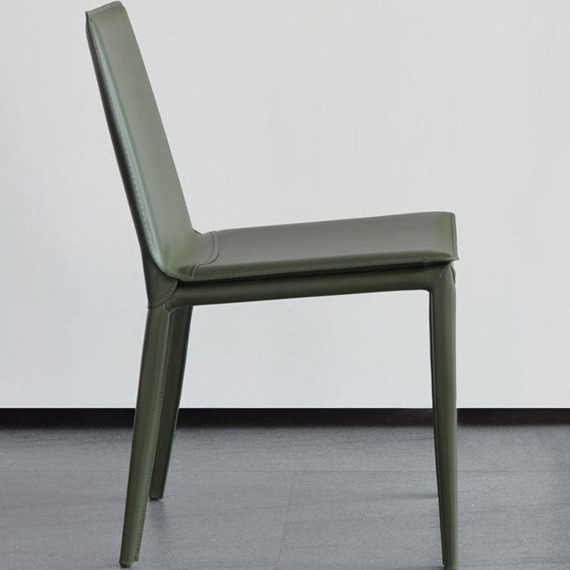 Sillas de comedor de cuero estilo moderno Sillas auxiliares sin brazos con respaldo macizo (juego de 2)