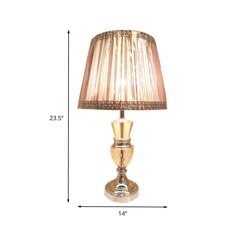 Lámpara de mesa con curvas rosa Nordic 1 Cabeza Faceta de cristal Luz de escritorio con sombra de tela