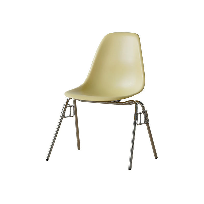 Industrial Style Armless Side Chairs Solid Back Plastic Dining Chair for Home