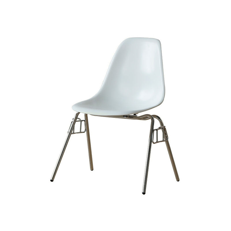 Industrial Style Armless Side Chairs Solid Back Plastic Dining Chair for Home