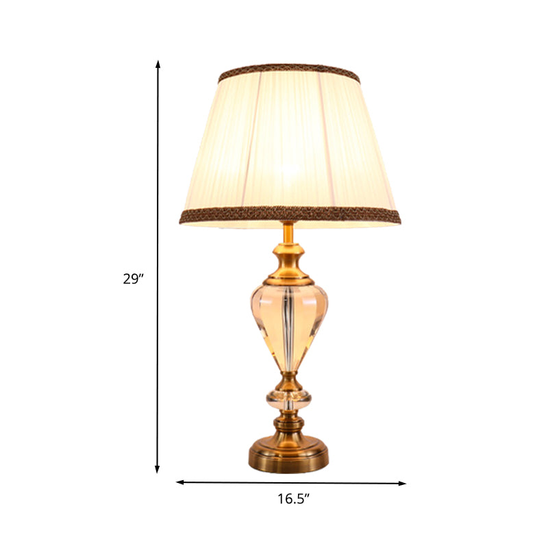 Droplet Task Lighting Contemporary Hand-Cut Crystal 1 Bulb Nightstand Lamp in Beige