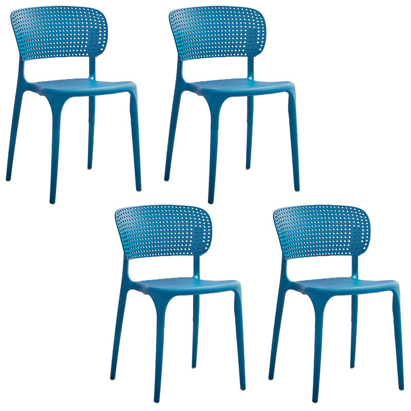 Chaise sans bras de salle à manger en plastique de style contemporain, chaises latérales de salle à manger à dos ouvert