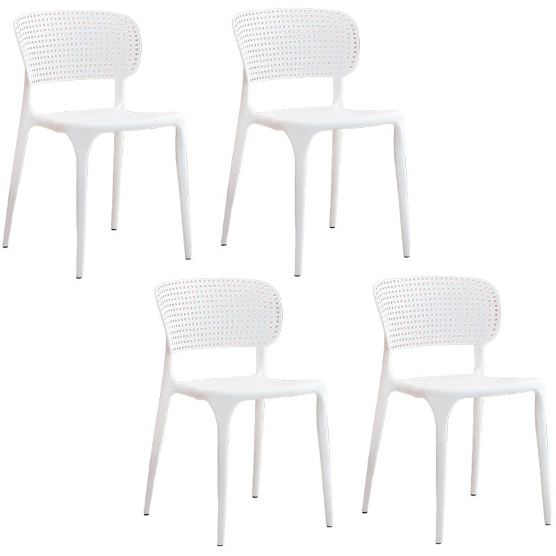 Chaise sans bras de salle à manger en plastique de style contemporain, chaises latérales de salle à manger à dos ouvert