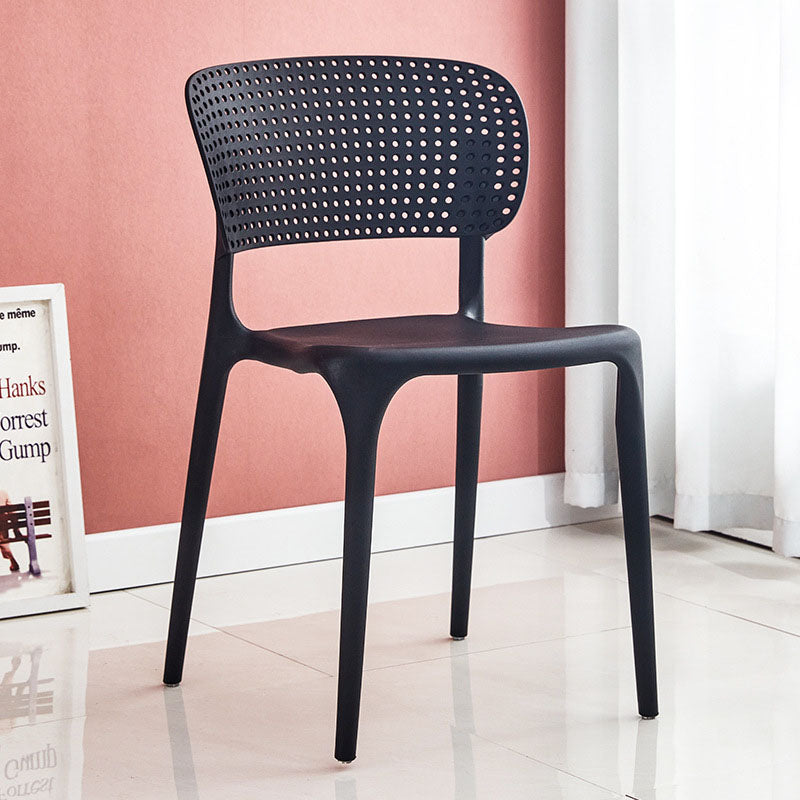 Chaise sans bras de salle à manger en plastique de style contemporain, chaises latérales de salle à manger à dos ouvert