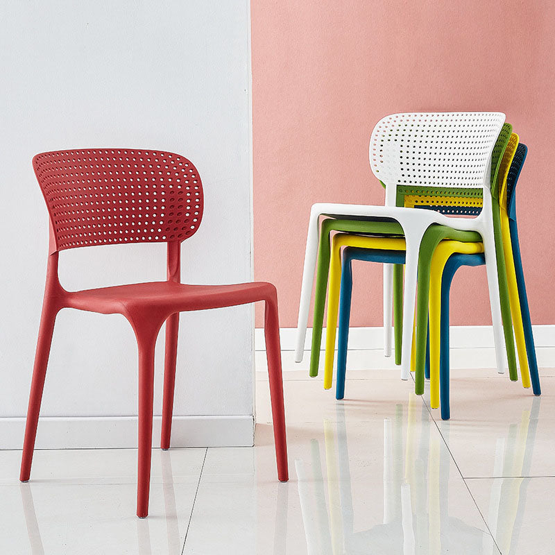 Chaise sans bras de salle à manger en plastique de style contemporain, chaises latérales de salle à manger à dos ouvert