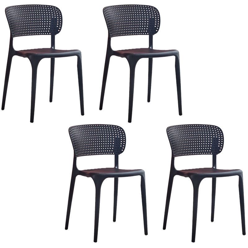 Chaise sans bras de salle à manger en plastique de style contemporain, chaises latérales de salle à manger à dos ouvert
