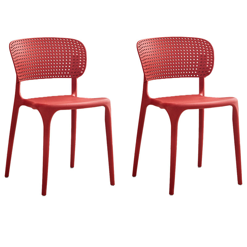 Chaise sans bras de salle à manger en plastique de style contemporain, chaises latérales de salle à manger à dos ouvert