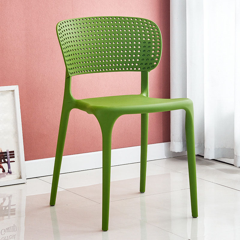 Chaise sans bras de salle à manger en plastique de style contemporain, chaises latérales de salle à manger à dos ouvert