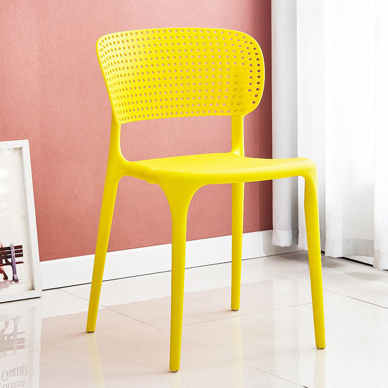 Chaise sans bras de salle à manger en plastique de style contemporain, chaises latérales de salle à manger à dos ouvert