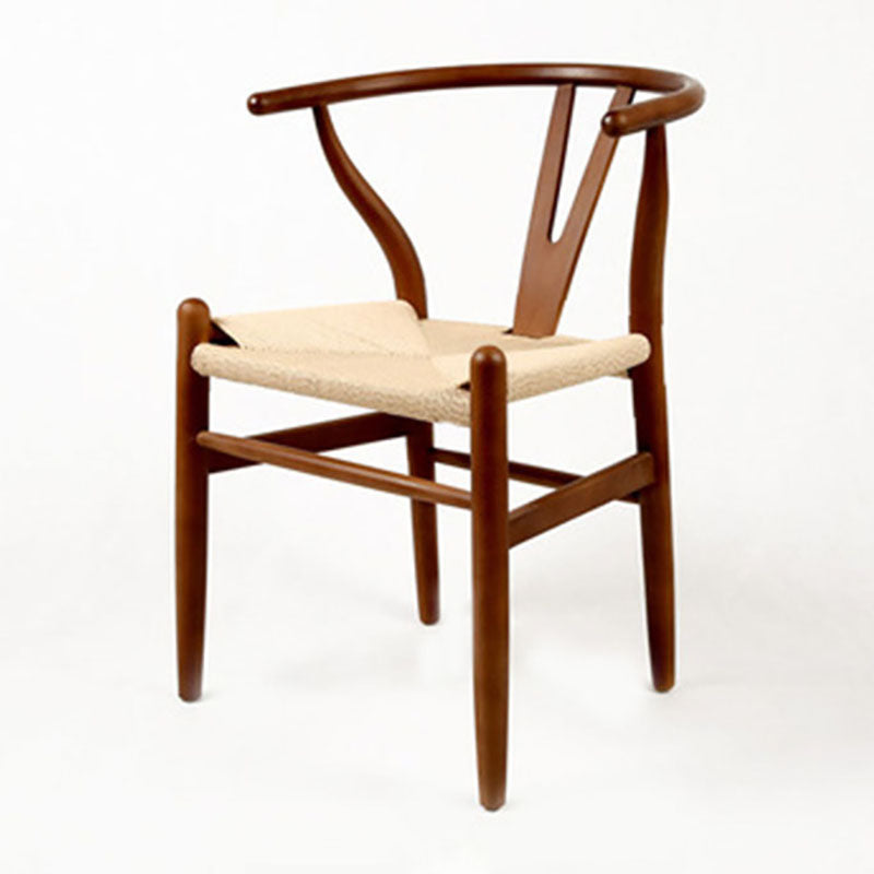 Contemporary Wood Dining Room Chair Wicker Single Dining Chair for Home Use