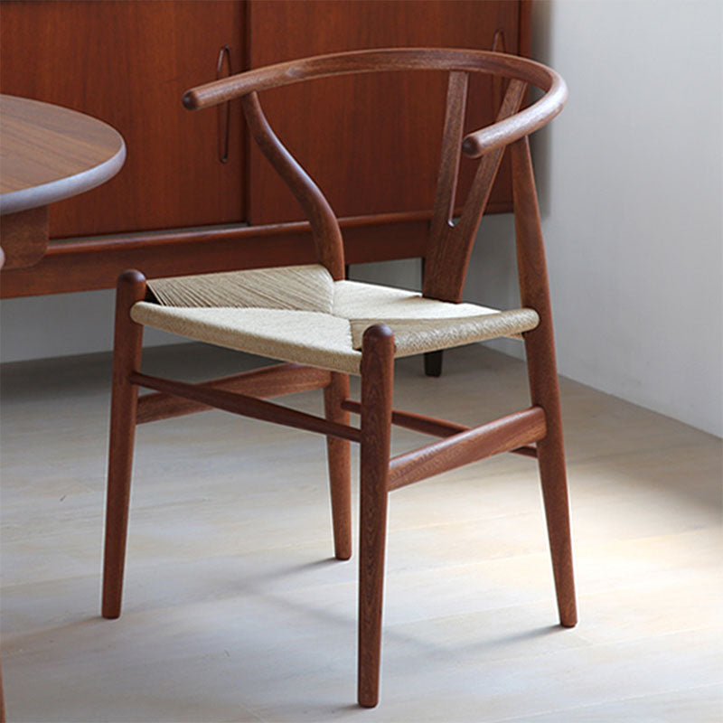 Contemporary Wood Dining Room Chair Wicker Single Dining Chair for Home Use