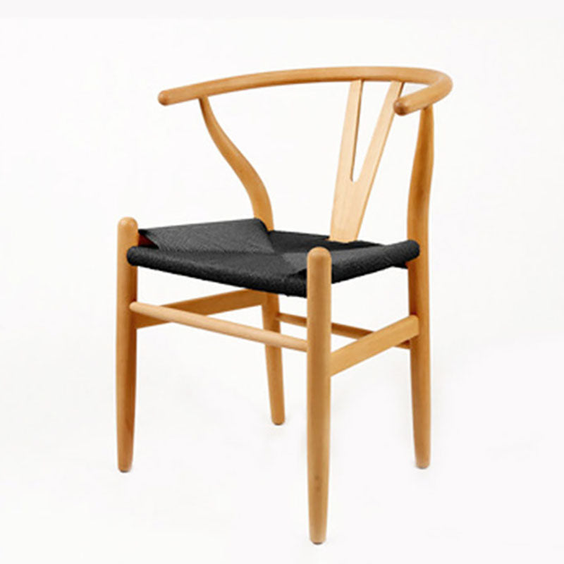 Contemporary Wood Dining Room Chair Wicker Single Dining Chair for Home Use